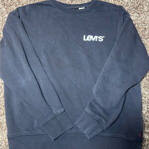 Levi's Black Fleece Pullover Sweatshirt Logo Relaxed Comfy Fit Crewneck Men's